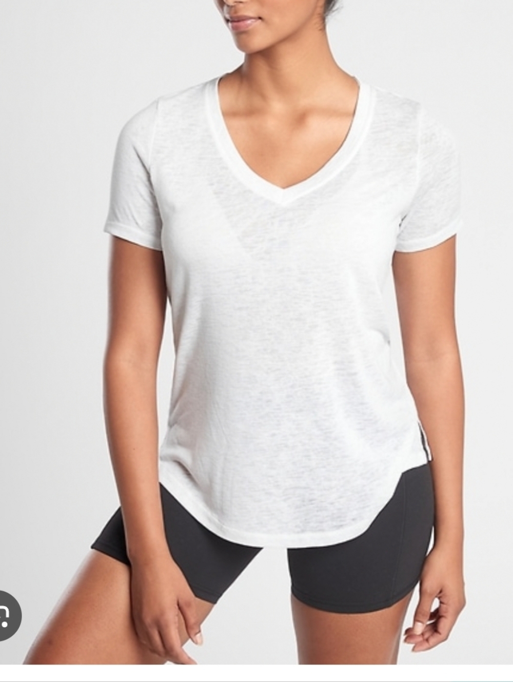 Athleta White V-Neck Short Sleeve Tee